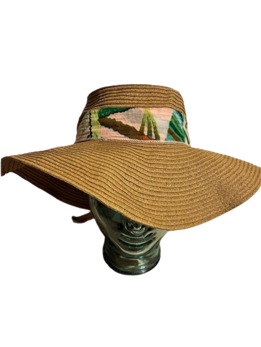 Market & Layne Straw Summer Hat Beachy Wide-Brim Tan Bohemian Slouchy One Size
